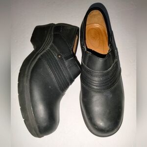 Ariat (Size 9.5C) Black Leather Slip & Oil Resistant Steel Toe Clog Safety Shoes
